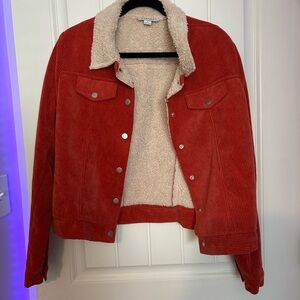FAVLUX Red Corduroy Teddy-Lined Jacket